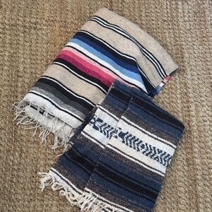 Authentic Mexican Striped Woven Blanket bundle Set